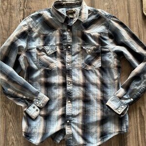 HELIX Men's Blue Plaid Shirt ATHLETIC FIT SZ L